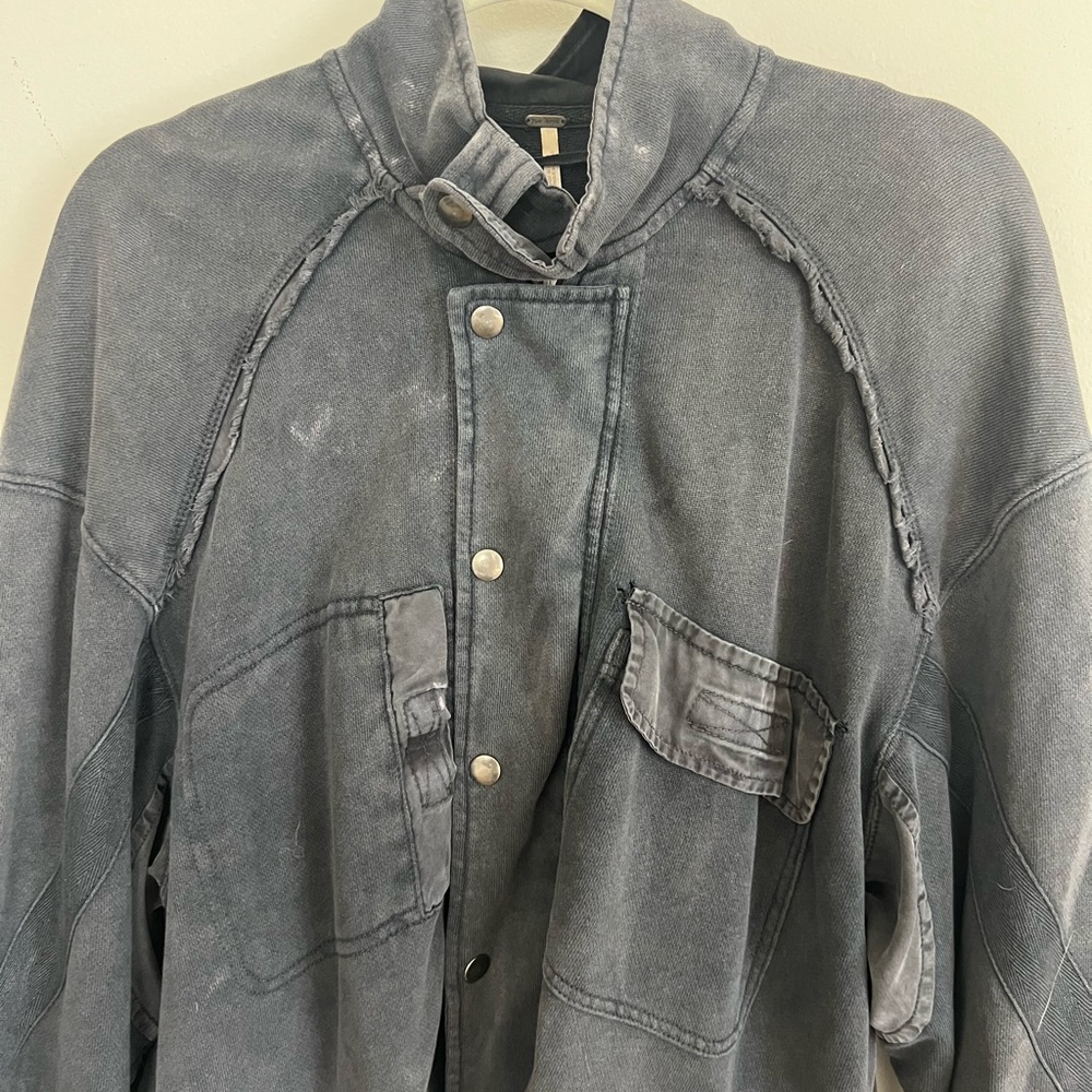 Free People Dark Gray/Washed Black Oversized Jacket - Picture 3 of 5